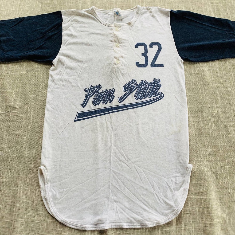 Vtg 80s Penn State Champion Baseball Jersey T-Shirt Size Medium Made In USA